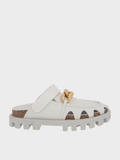 Charles & Keith Brighton Chunky Chain-link Flat Mules In White