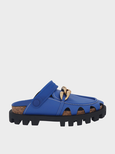 Charles & Keith Brighton Chunky Chain-link Flat Mules In Blue