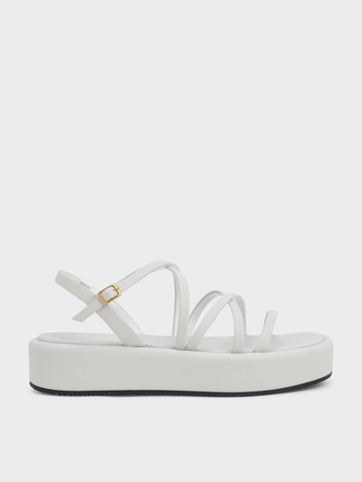 Charles & Keith Strappy Padded Flatforms In White