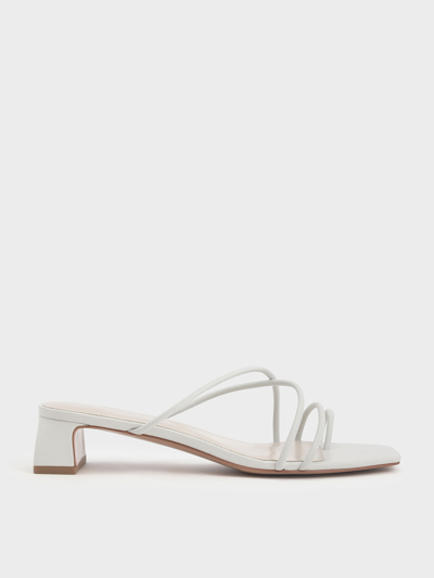 Charles & Keith Strappy Toe Ring Sandals In White
