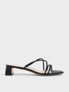 Charles & Keith Strappy Toe Ring Sandals In Black