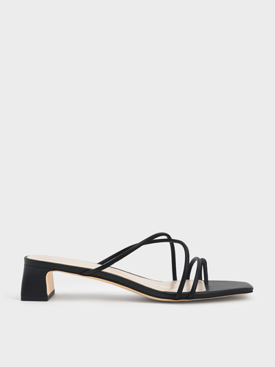 Charles & Keith Strappy Toe Ring Sandals In Black