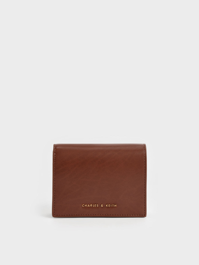 Charles & Keith Snap Button Mini Short Wallet In Chocolate