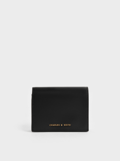 Charles & Keith Snap Button Mini Short Wallet In Black