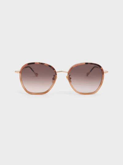 Charles & Keith Recycled Acetate Butterfly Sunglasses In Pink