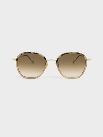 Charles & Keith Recycled Acetate Butterfly Sunglasses In Taupe