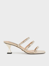 CHARLES & KEITH CHARLES & KEITH - GEM-ENCRUSTED METALLIC STRAPPY SANDALS