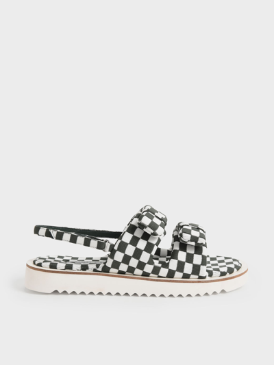 Charles & Keith Knitted Checkered Sports Sandals In Dark Green | ModeSens