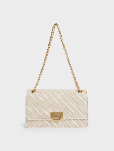 Charles & Keith Chain Handle Shoulder Bag In White