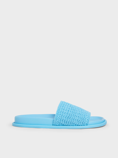 Charles & Keith Knitted Slide Sandals In Blue