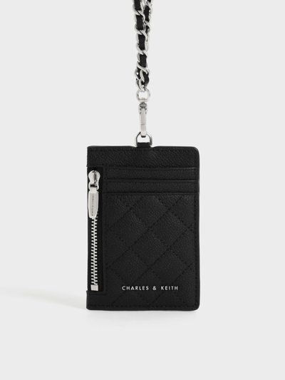 Charles & Keith Braided Strap Card Holder In Black