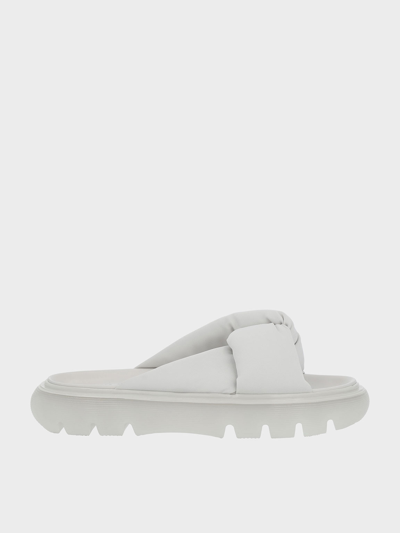 Charles & Keith Odessa Nylon Round-toe Slide Sandals In White