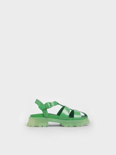 Charles & Keith Girls' Patent Caged Sandals In Green