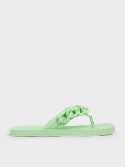 Charles & Keith Chain Link Thong Sandals In Green