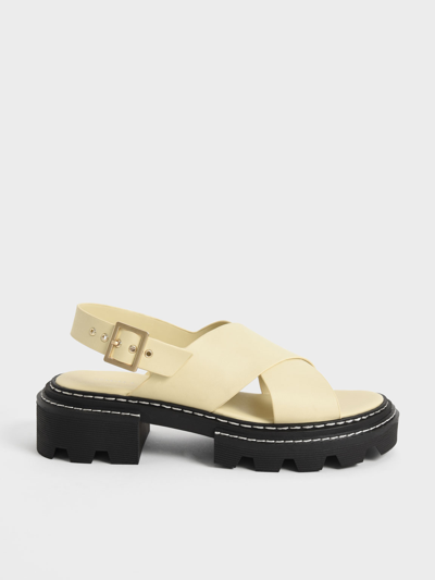 Charles & Keith Crossover Slingback Sandals In Yellow