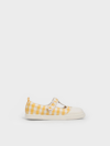 CHARLES & KEITH CHARLES & KEITH - GIRLS' LINEN FRONT-STRAP GINGHAM-PRINT SHOES