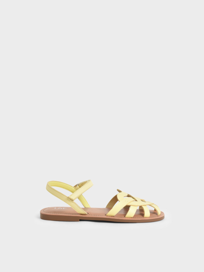 Charles & Keith Girls' Caged Ankle-strap Sandals In Yellow