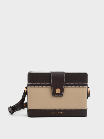 Charles & Keith Bronte Boxy Crossbody Bag In Sand