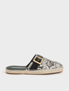 CHARLES & KEITH CHARLES & KEITH - SNAKE-PRINT BUCKLED ESPADRILLE MULES