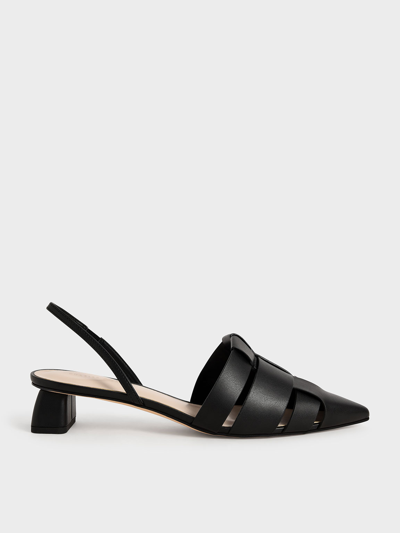Charles & Keith Woven Slingback Pumps In Black