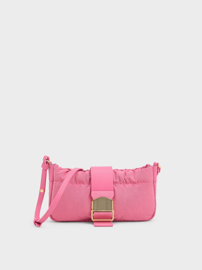 Charles & Keith Aspen Ruched Phone Pouch In Pink