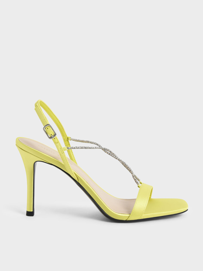 Charles & Keith Adel Recycled Polyester Gem-strap Stiletto Sandals In Lime