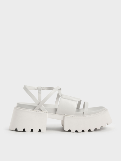 Charles & Keith Nadine Strappy Platform Sandals In White