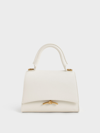 Charles & Keith Huxley Metallic Push-lock Top Handle Bag In Cream