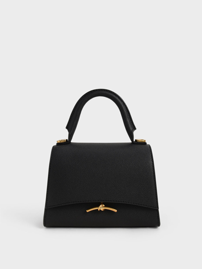 Charles & Keith Huxley Metallic Push-lock Top Handle Bag In