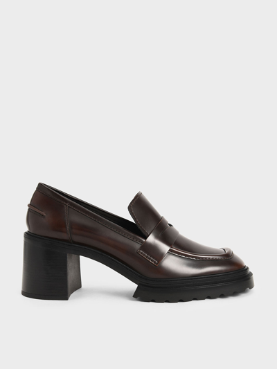 Charles & Keith Penny Loafer Pumps In Dark Brown