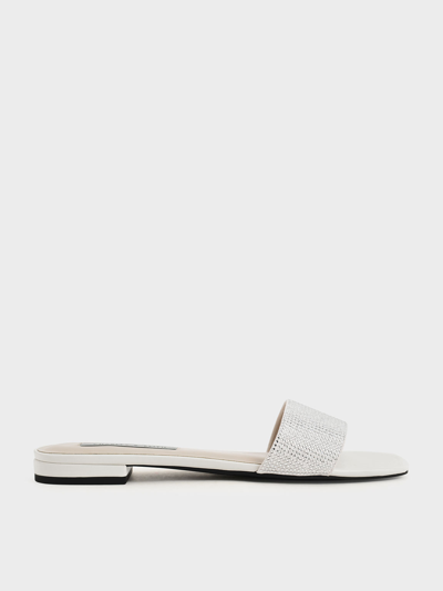 Charles & Keith Gem Embellished Slide Sandals In Cream