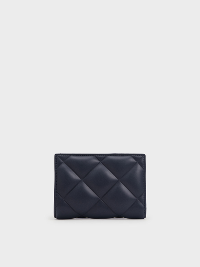 Charles & Keith Gemma Quilted Card Holder In Navy