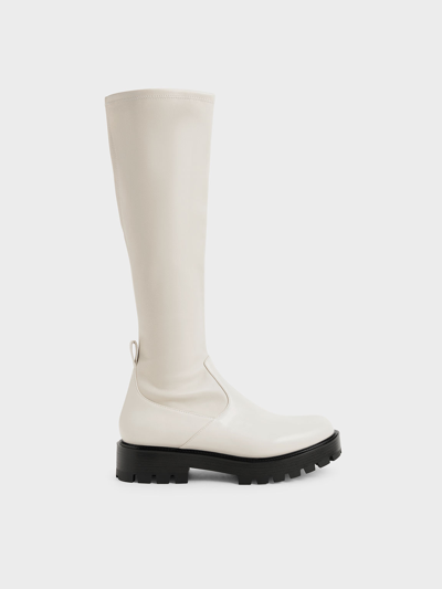 Charles & Keith Knee-high Boots In Chalk