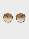 CHARLES & KEITH BRAIDED TEMPLE TORTOISESHELL BUTTERFLY SUNGLASSES