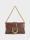 Charles & Keith Gabine Crossbody Bag In Dark Brown