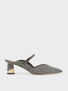 CHARLES & KEITH CHARLES & KEITH - METALLIC SCULPTURAL HEEL TWEED MULES