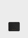 Charles & Keith Cleo Quilted Card Holder In Black