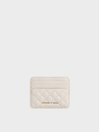 Charles & Keith Cleo Quilted Card Holder In Ivory