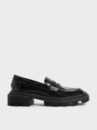 Charles & Keith Perline Chunky Penny Loafers In Black