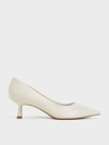Charles & Keith Pointed Kitten Heel Pumps In Chalk