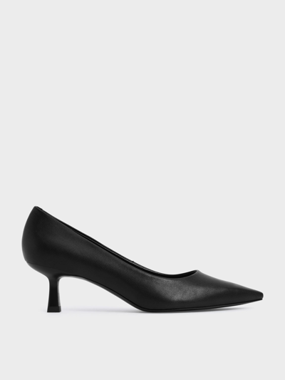 Charles & Keith Pointed Kitten Heel Pumps In Black