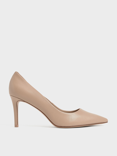 Charles & Keith Pointed Toe Stiletto Pumps In Nude