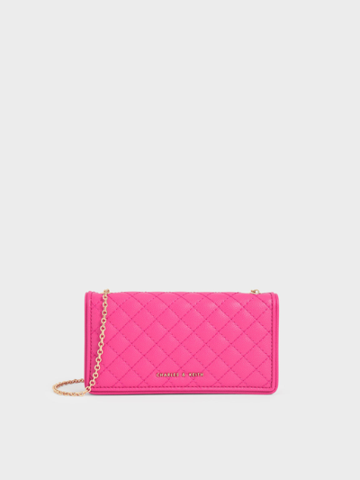 Charles & Keith Quilted Pouch In Fuchsia