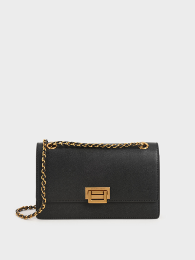 Charles & Keith Chain Strap Evening Bag In Black