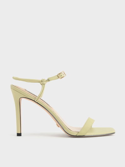 Charles & Keith Leather Knotted Heeled Sandals In Green