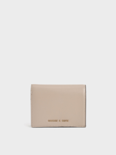 Charles & Keith Snap Button Mini Short Wallet In Sand