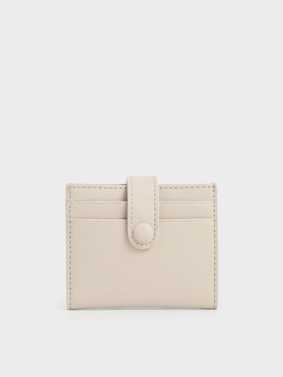 Charles & Keith Snap Button Card Holder In Ivory