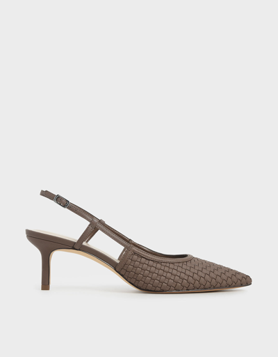 Charles & Keith Woven Slingback Pumps In Brown