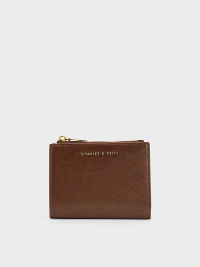 Charles & Keith Mini Top Zip Small Wallet In Chocolate