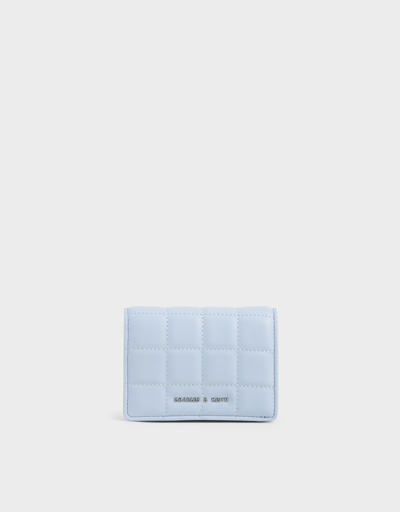 Charles & Keith Quilted Mini Wallet In Light Blue